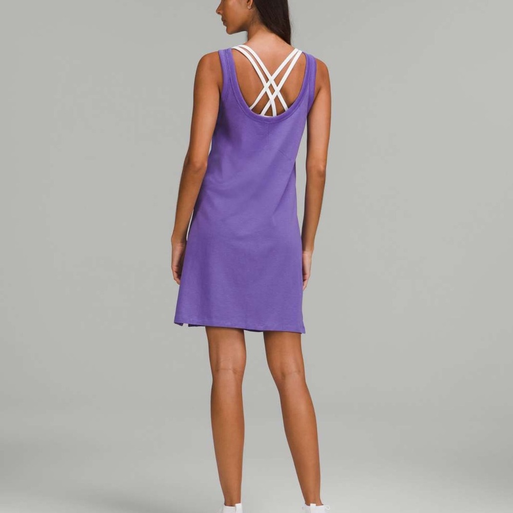 Lululemon Athletica Classic-Fit Cotton-Blend Scoop Purple Dress Sz 8